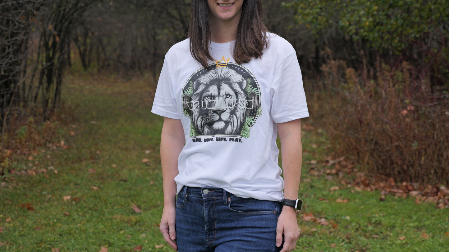 Lion Graphic Slogan T-Shirt - WHITE